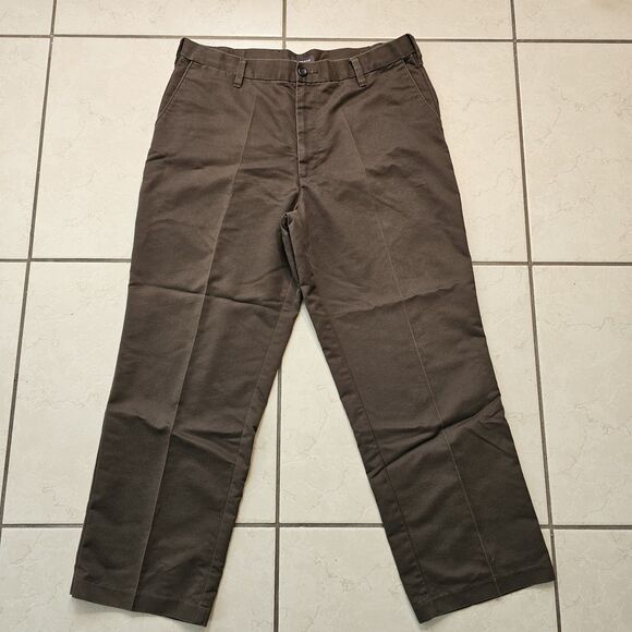 Dockers Men Classic Fit D3 Flat Front mens 36 x 29 Brown Zip FREE SHIPPING - Picture 1 of 8